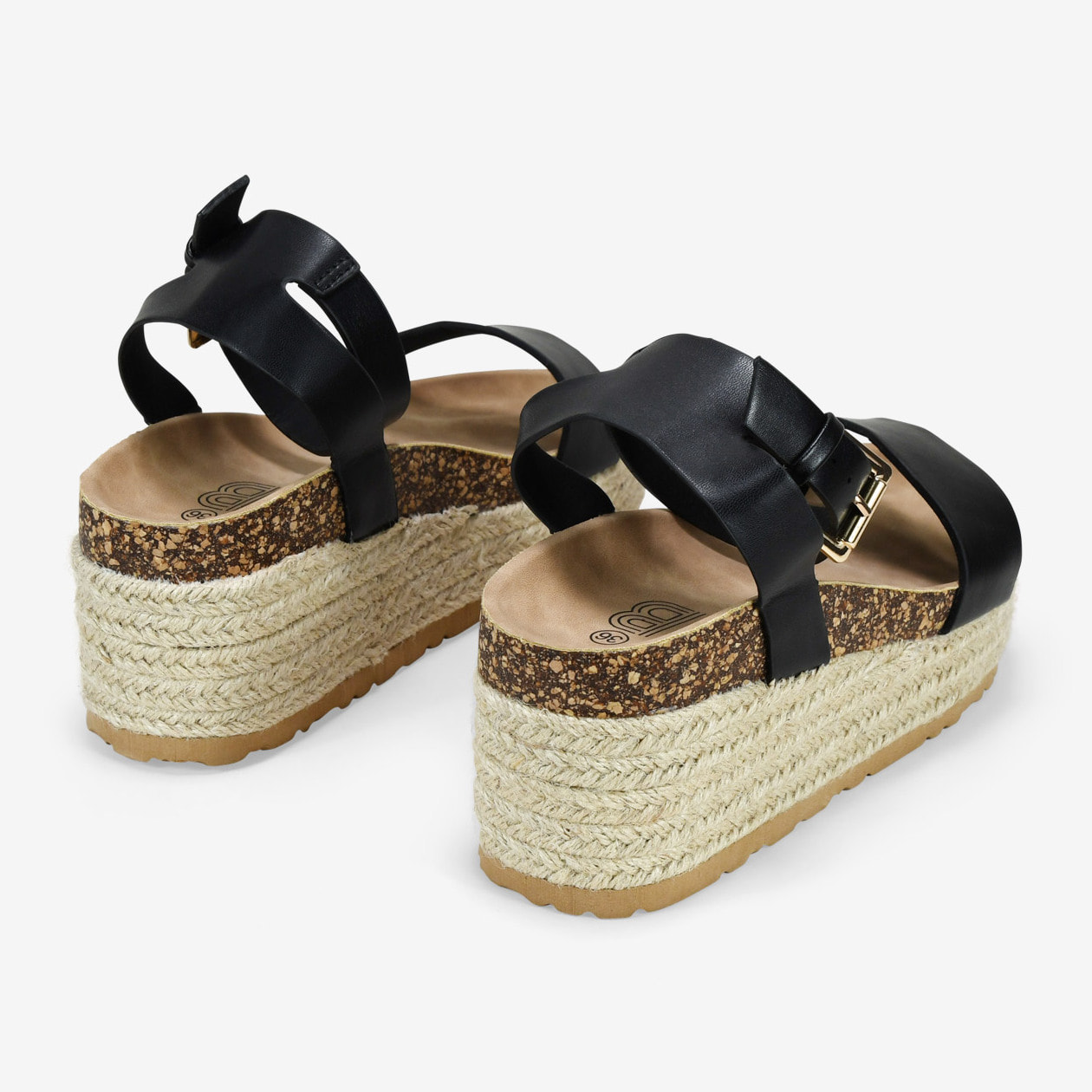 Sandalias de plataforma negras con esparto