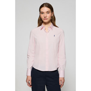 Camisa slim de popelín rosa con logo bordado Rigby Go