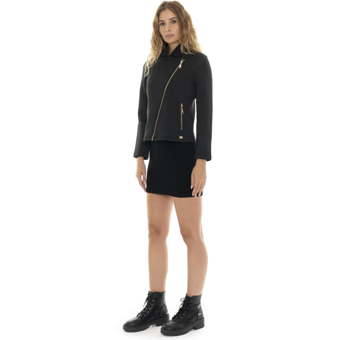 Giacca da donna in neoprene con zip assimetrica Leone 1947 Gold Studs