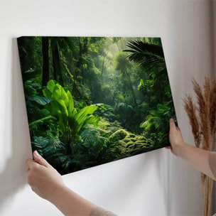 Tableau jungle luxuriante en lumière verte Toile imprimée