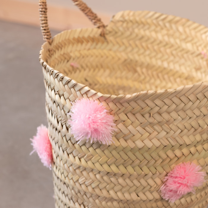 Panier de rangement à pompons - Rose