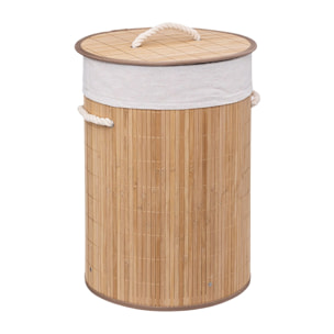 Panier à linge rond en bambou 48L - Naturel