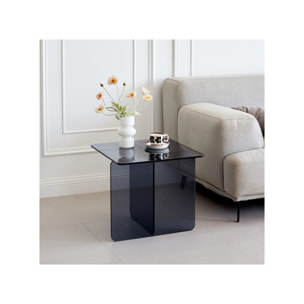 Table basse carrée en verre trempé teinté bleu - BENT