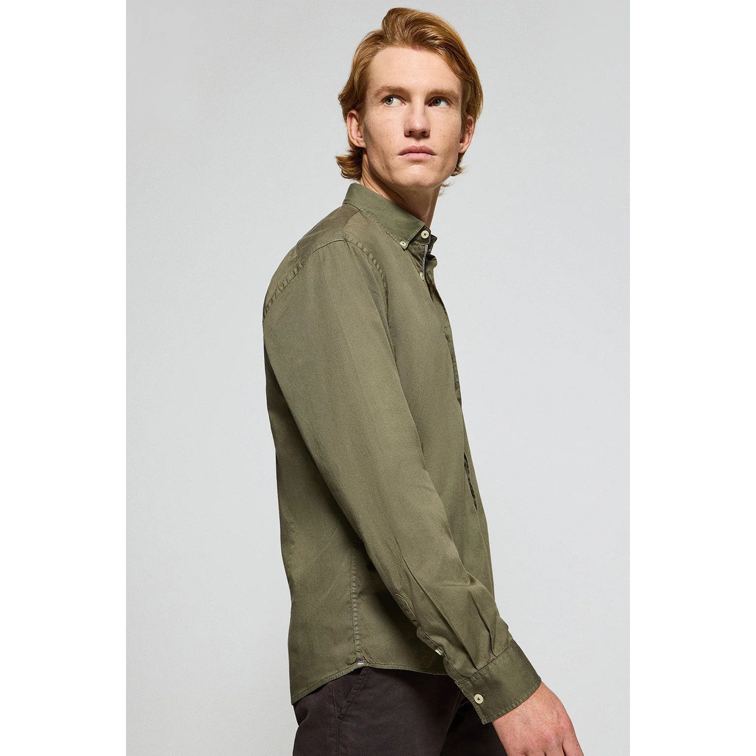 Camicia Princeton in twill verde kaki con logo Rigby Go