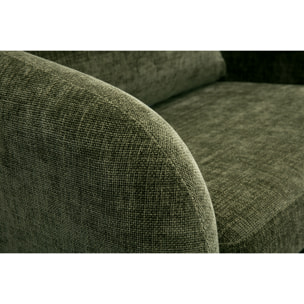 Fauteuil convertible en tissu effet velours texturé vert kaki MAHAUT