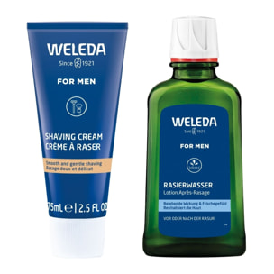 WELEDA - DUO rituel visage homme - Crème à raser + Lotion après rasage - Peaux normales - Certifié Natrue**- Tube 75 ml et flacon 100ml