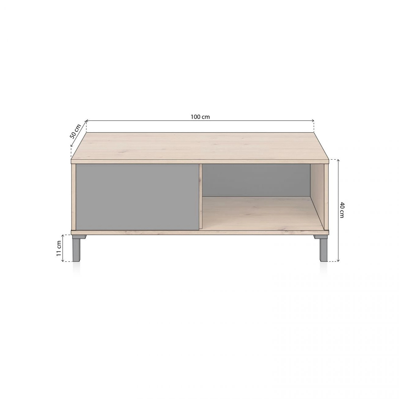 Mesa de centro Lea Gris Antracita - Roble Nodi