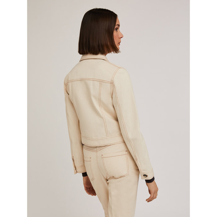 Motivi - Chaqueta en drill con pespuntes en contraste - Beige