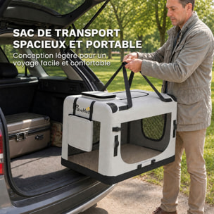 Sac de transport chien chat pliable poignée entrée zippée fenêtres maillées accessoires