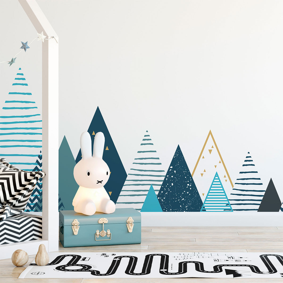 Stickers muraux enfants - Décoration chambre bébé - Autocollant Sticker mural géant enfant montagnes scandinaves TIPIKA