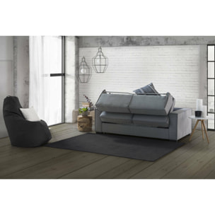Divano letto con penisola Albenga, Sofà apertura girevole, Penisola contenitore Sinistra, Braccioli slim, 100% Made in Italy, Cm 260x95h90, Grigio