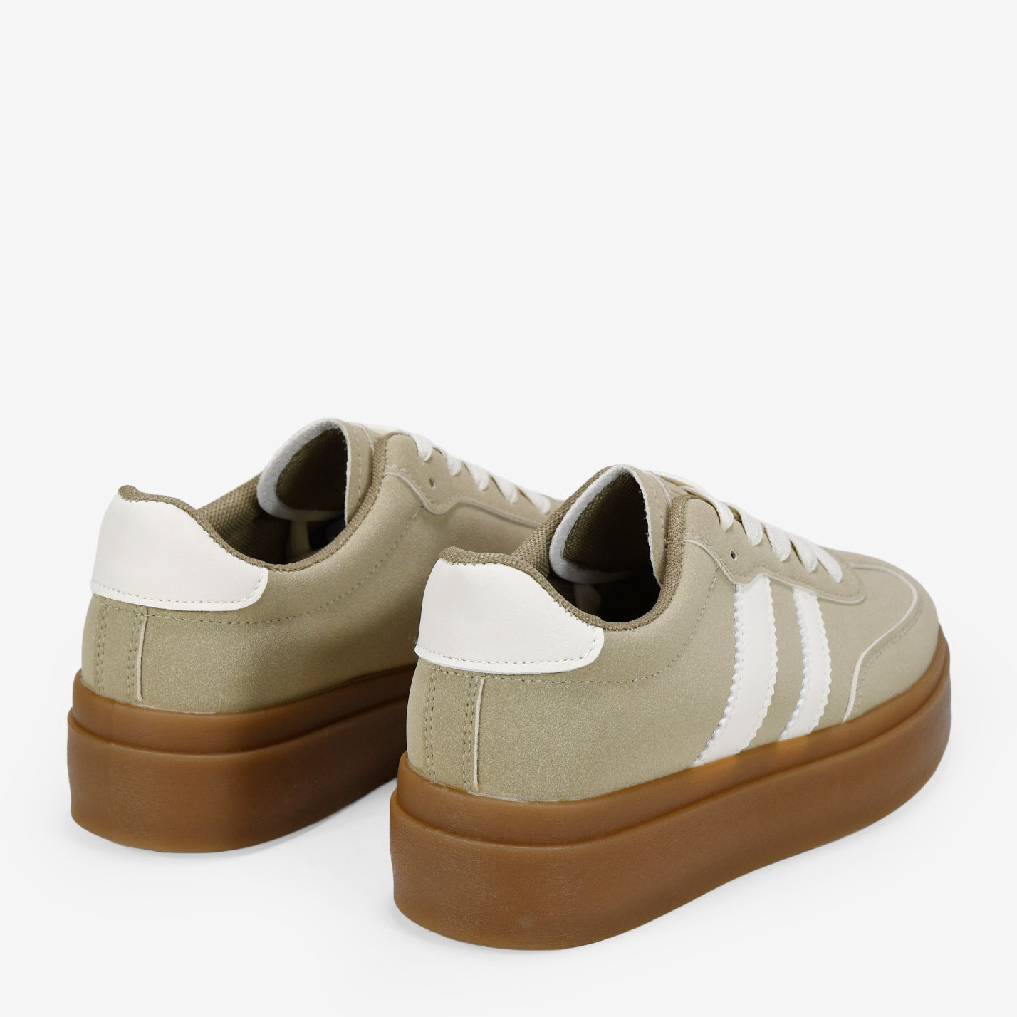 Zapatillas de plataforma beige y verde con cordones