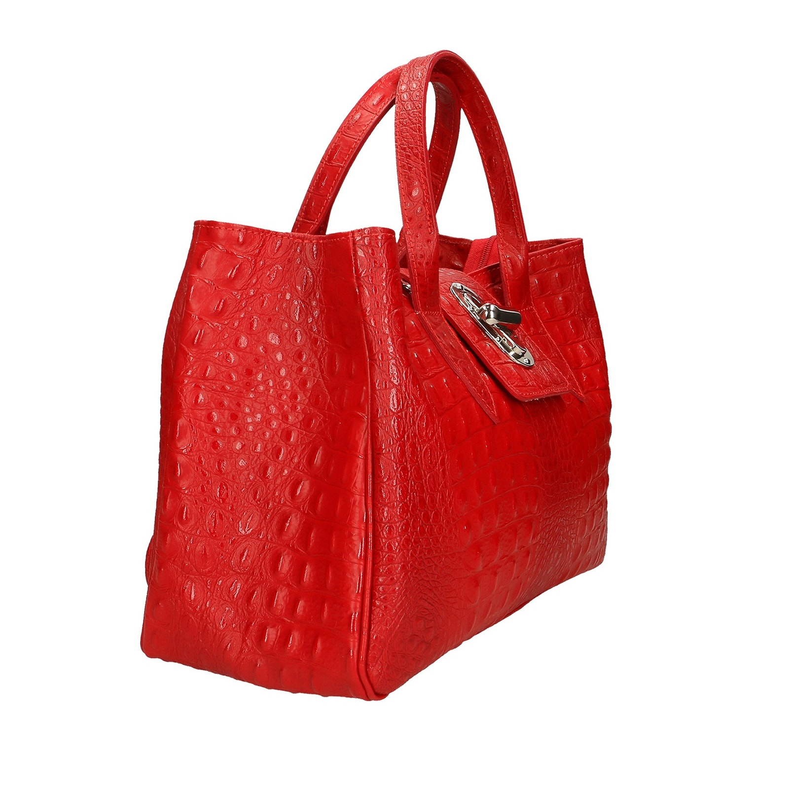 Borsa a mano da donna - Modello Ascoli - Pelle stampata cocco - 35.0 x 25.0 x 15.0 cm