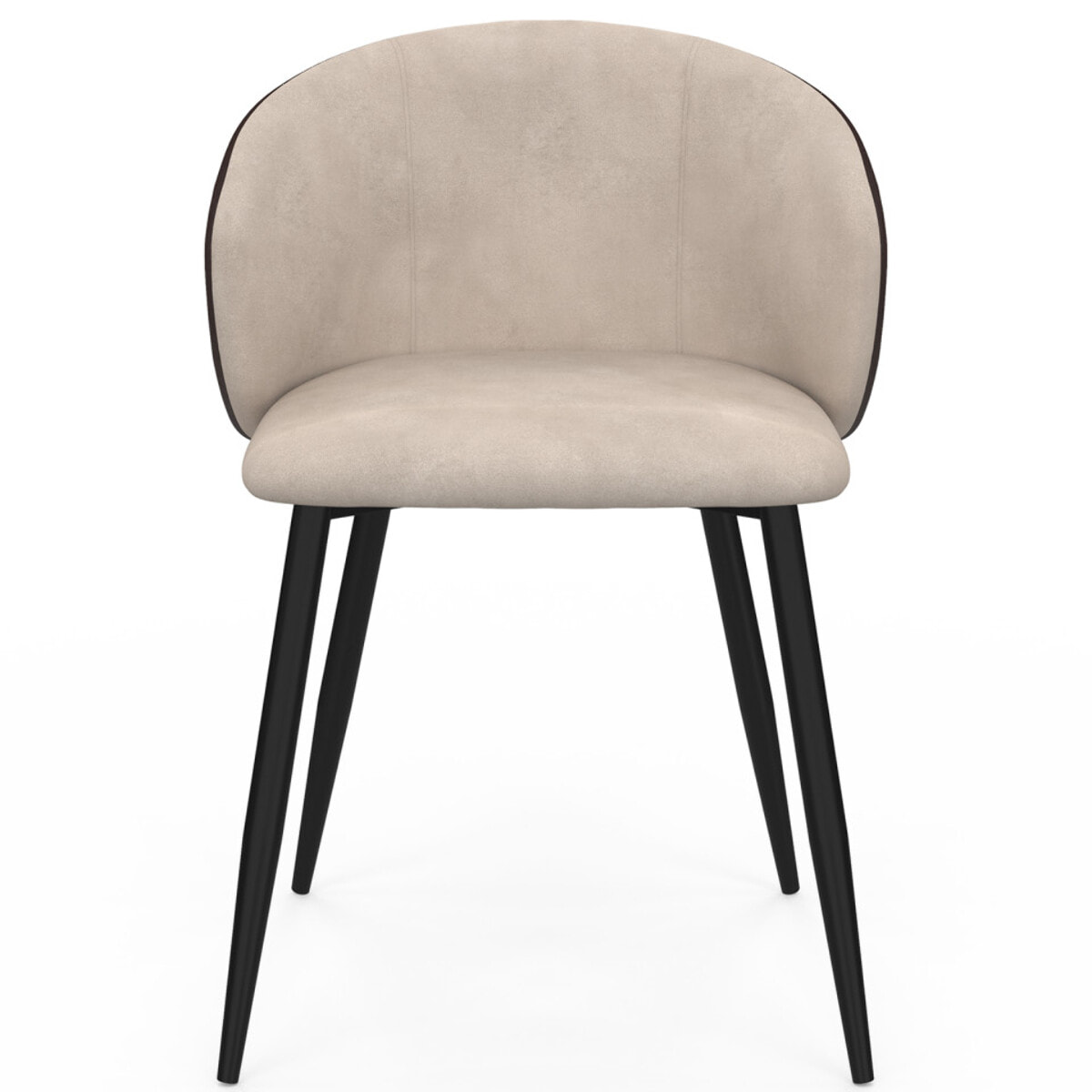 Chaises Léona bi-matière taupe et marron pieds métal noirs - lot de 4