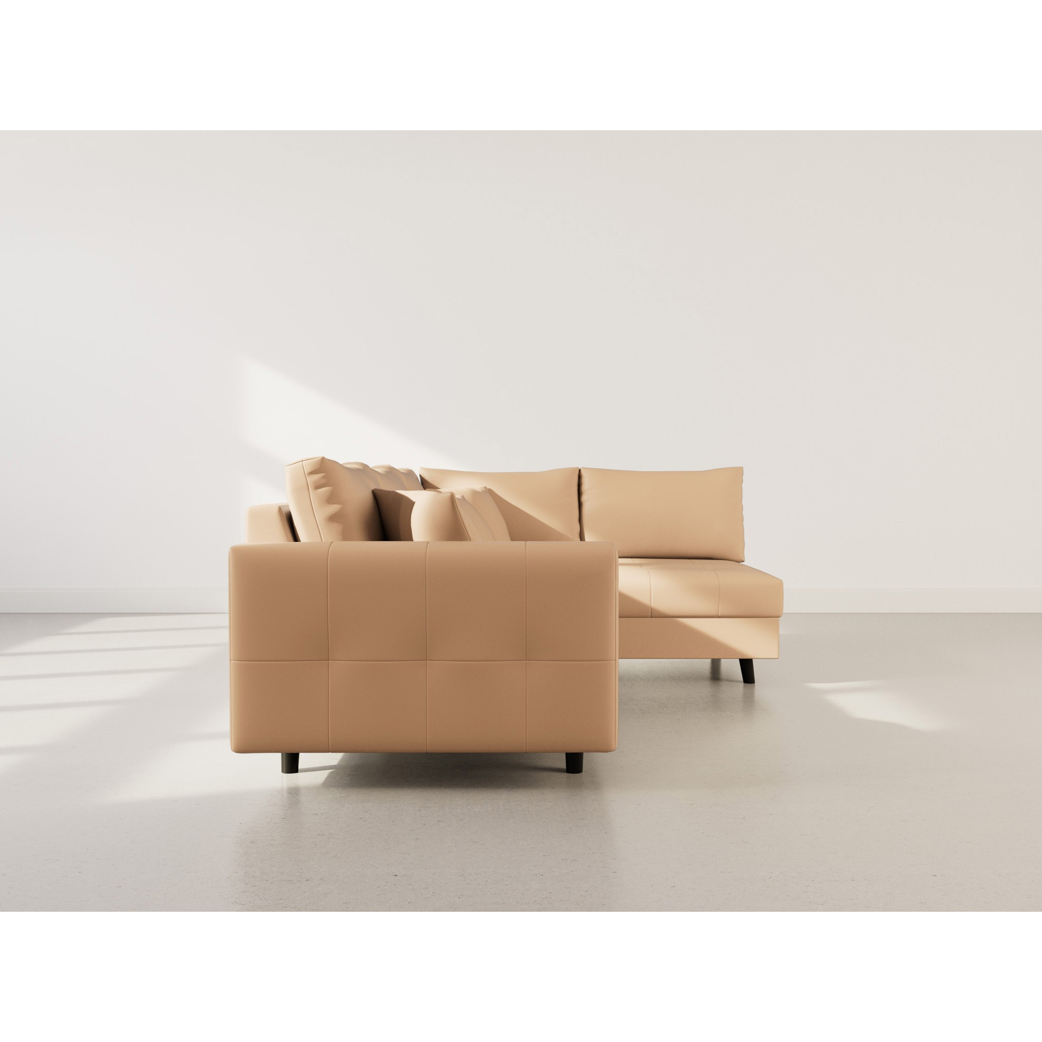 Rune - canapé d'angle droit 4 places en simili - Taupe