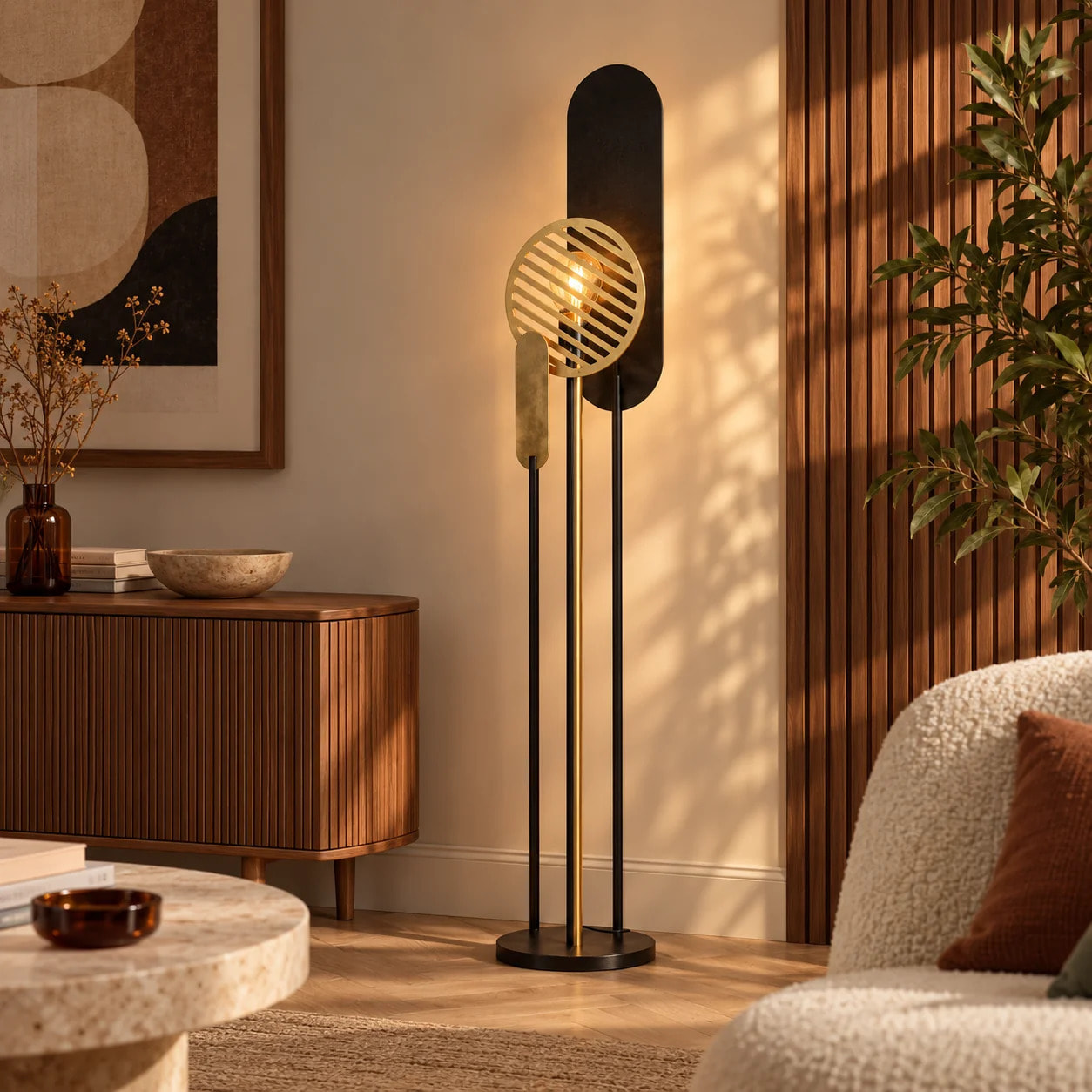 Lampadaire en métal noir et doré H146 cm - Totem