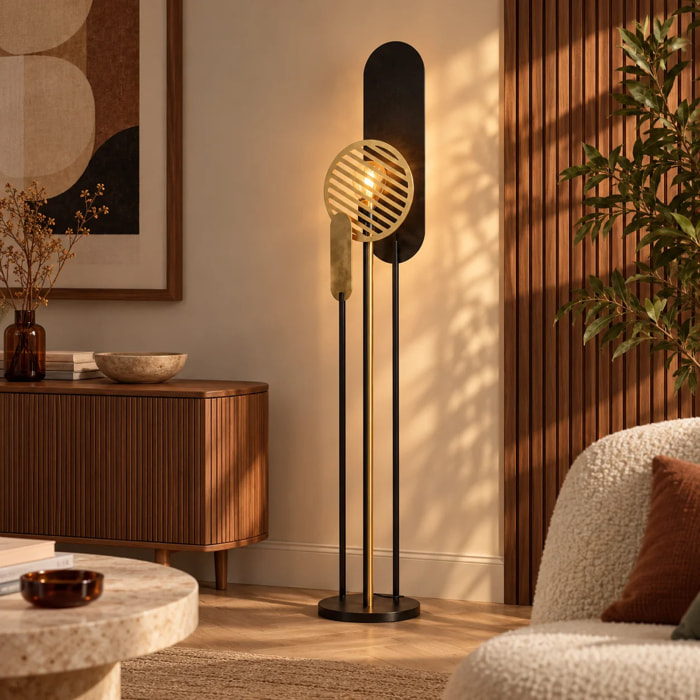 Lampadaire en métal noir et doré H146 cm - Totem