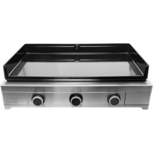 Plancha gaz FORGE ADOUR Modern 75 Inox 3 brûleurs à poser, 74.4x40.2 cm