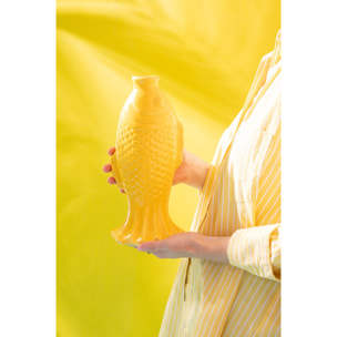 J-Line Vase Soliflore Poisson Long - grès - jaune