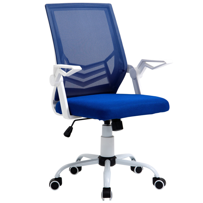 Vinsetto Chaise de bureau ergonomique support lombaires hauteur réglable pivotante 360° accoudoirs relevables polyester maille bleu