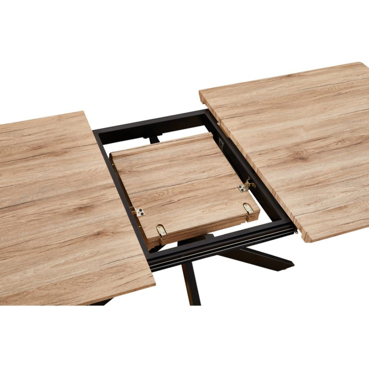 Tavolo estensibile in legno con top effetto rovere e gambe nere -Exten