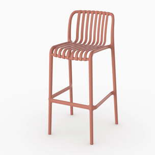 Lot de 2 chaises de bar de jardin 76 cm en plastique terracotta - Duli