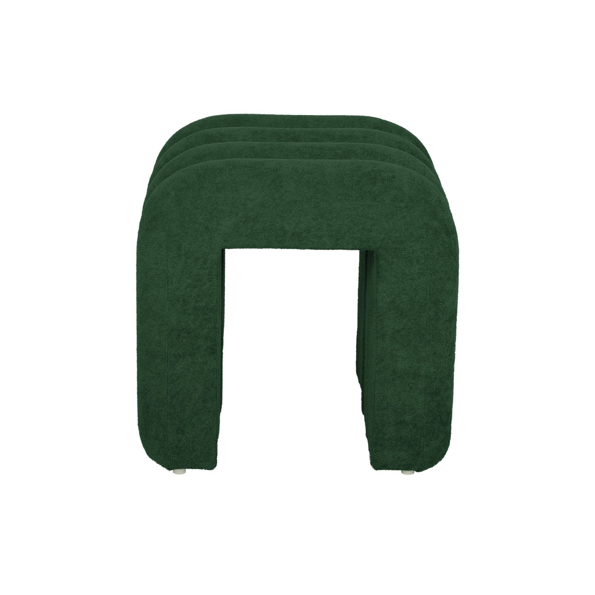 Set de 2 poufs contemporains en tissu vert foncé