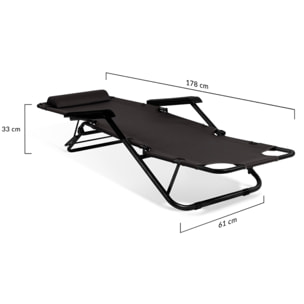 Fauteuils de jardin Relax double position noirs - lot de 2