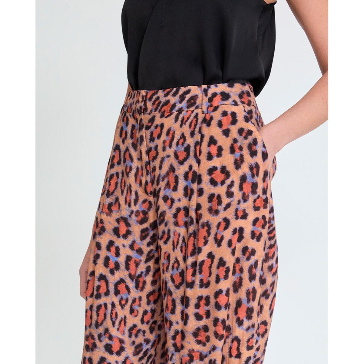 Pantaloni palazzo con stampa animalier