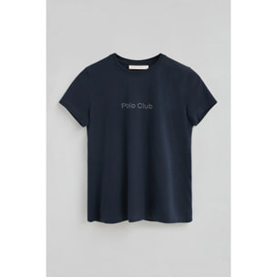 Camiseta azul marino de manga corta con brillantes Polo Club