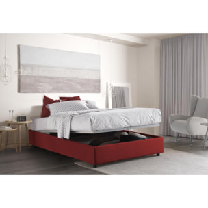 Letto matrimoniale Elisa, Letto contenitore con rivestimento in tessuto, 100% Made in Italy, Apertura frontale, adatto per materasso Cm 160x190, Rosso