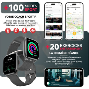 Montre connectée ECHO Rainbow Nano Metal Silicone + Milanais