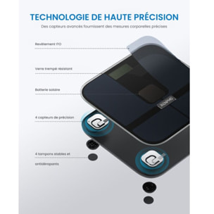 Pèse personne connecté RENPHO Elis Solar 2 A020 connecté, impédancemètre, 13 mesures corporelles - Recharge solaire