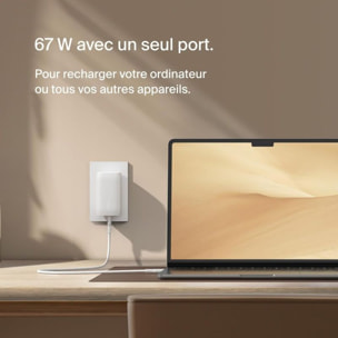 Chargeur ordinateur portable BELKIN 3 port USB-C 67W PPS Technologie