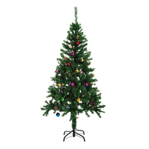 HOMCOM Albero di Natale artificiale Abete con addobbi Alto 180 cm con 624 Rami Verde