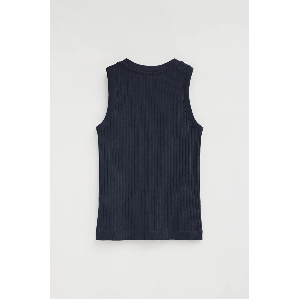 Pack mujer de dos camisetas sin mangas azul marino y blanca de canalé con logo Polo Club