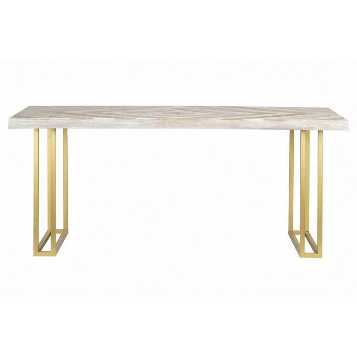 Mesa Comedor Madera-metal Blan.-dora. 180x90x77 Cm