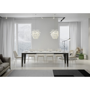 Mesa extensible 90x180/284 cm Flame Evolution Fresno Blanco estructura Antracita