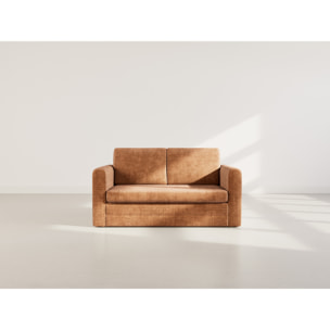 Marilia - Canapé 2 places convertible déplimousse en velours texturé - Terracotta