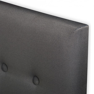 Tête de Lit Margot, Capitonnée, Gris Anthracite avec Pieds en Bois, Hauteur 110 cm, Sans Fixation Murale, Confort Moelleux