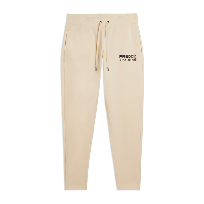 Pantaloni slim cropped con fondo in costina