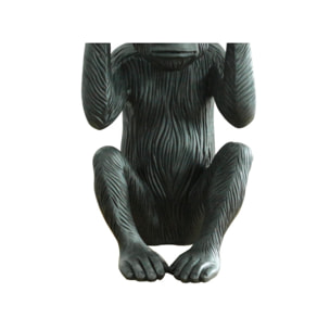 Statue singe en résine noir mat H40cm - KIKAZARU