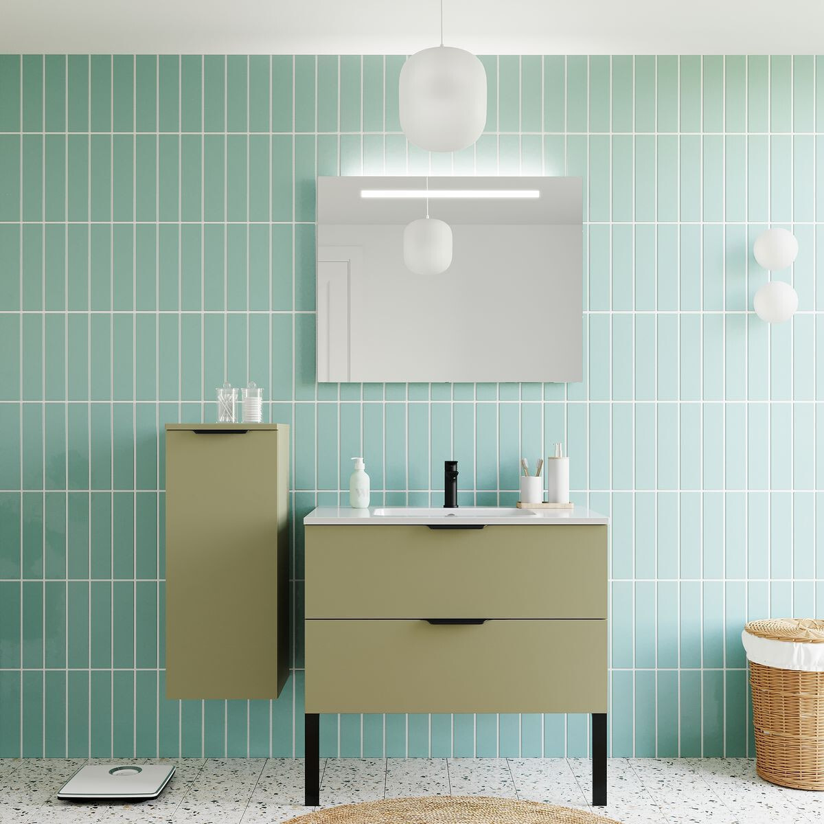 Meuble salle de bain vasque intégrée 2 tiroirs - SOHO