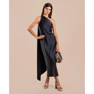 Vestido midi asimétrico con lazada