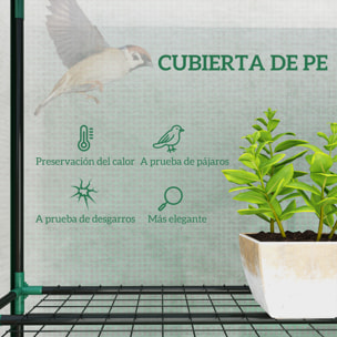 Invernadero de Exterior de 3 Niveles Invernadero de Jardín con 9 Estantes Puerta Enrollable con Cremallera Marco de Acero Cubierta de PE 140g/m² Anti-UV para Terraza Patio 215x46x151cm Verde