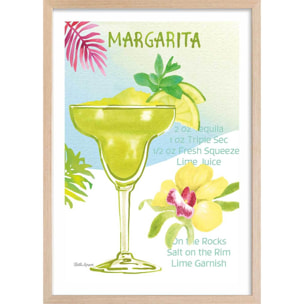 Affiche Margarita en aquarelle Affiche + cadre en bois - Chêne