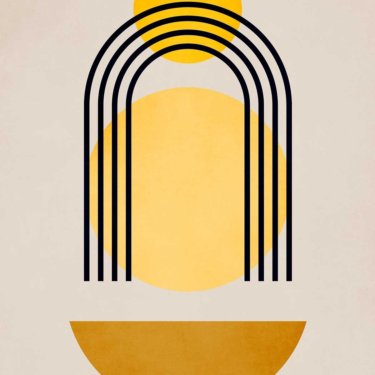 Affiche dessin abstrait ""Bauhaus n°5"" Affiche sous cadre bois