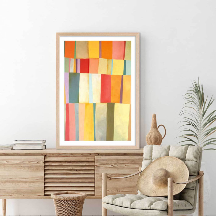 Poster pattern color Affiche + cadre en bois - Chêne