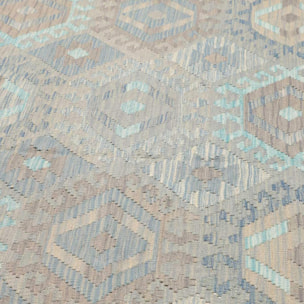 Tapis kilim, motif géométrique, tissé plat artisanal, KEPU