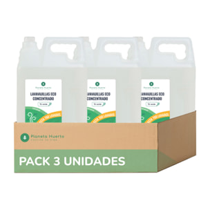 PLANETA HUERTO | Pack 3x Lavavajillas Manual Té Verde ECO 5 L | Detergente Ecológico Concentrado con Ingredientes Naturales